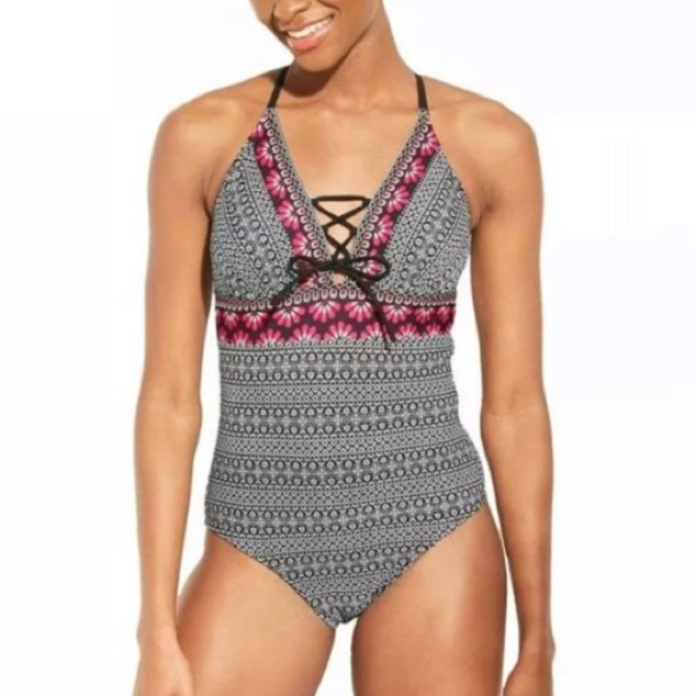 Kona Sol Lace-Up Bodice Swimsuit